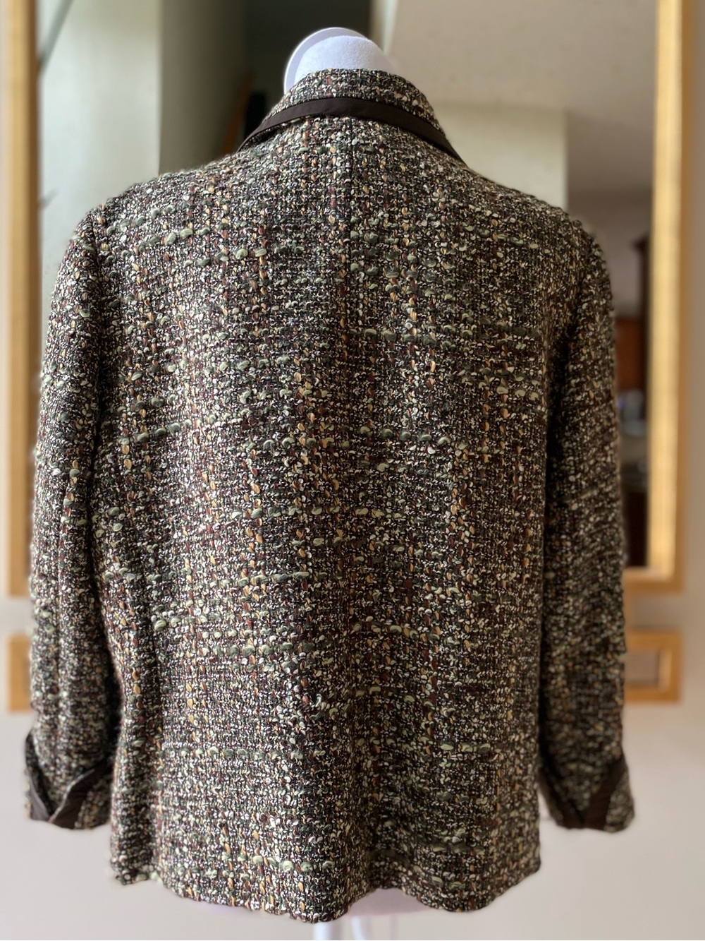 Talbots Tweed Boucle Jacket Brown Green Button Front 12P - Picture 4 of 16